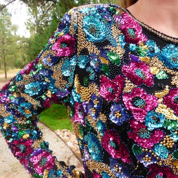 Vintage Fully Beaded/Sequined Top - Picture 8 of 17